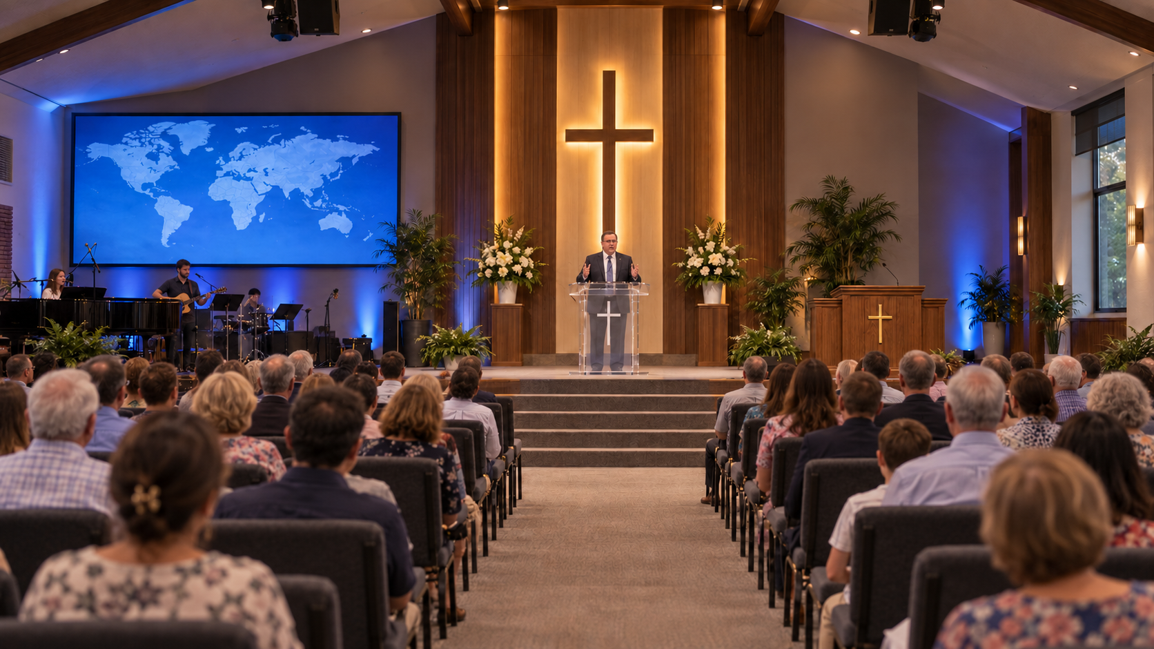 A full sanctuary gathered for Sunday service at Union Baptist Church