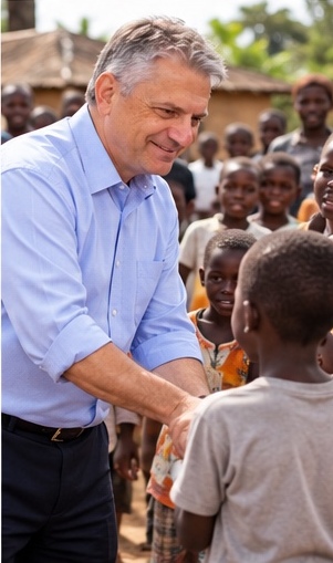 Rev. Bignardi meeting children during an outreach visit