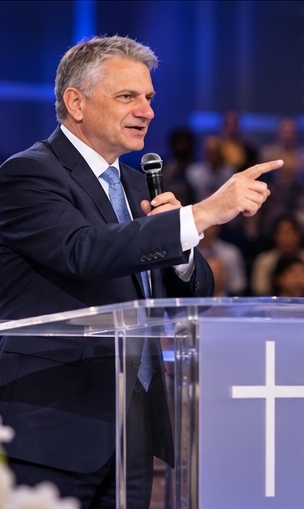Rev. Gian Luca Bignardi preaching during a church service